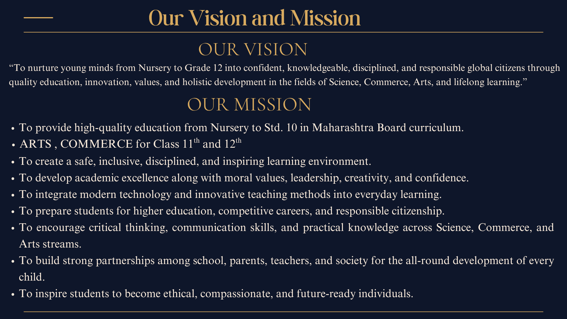 Atharv Academy vision and mission